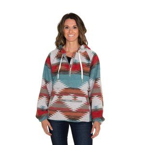 Main Strip Aztec Quarter Zip Hoodie Sweatshirt Womens M Oversized Cowgirl